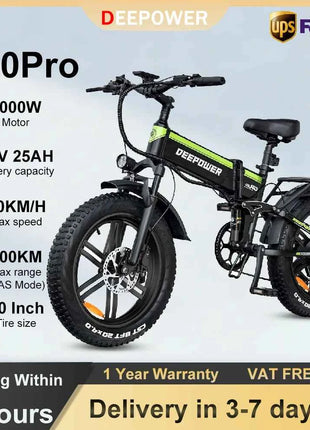 DEEPOWER 2000W Electric Bike 48V 25Ah 20" Adult Ebike with Hydraulic Disc Brakes Off-Road All-Terrain Mountain Electric Bicycle