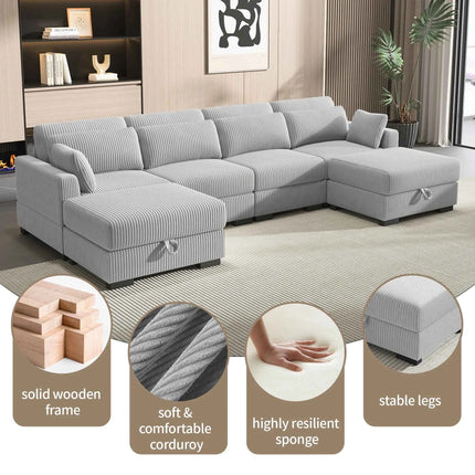 Modular corner Couch, 2/seater Couch, ribbed velvet padded with Couch-converted footed living room