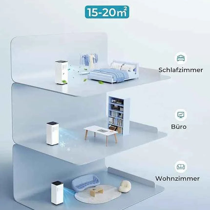 Condizionatore d'aria mobile 7000 BTU, 4-in-1, tubo di scarico, display, telecomando, kit per finestra, fino a 20 m², classe energetica A