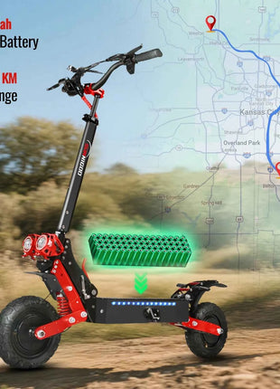 Dual Motor Electric Scooter Max Speed 60-65km/h Range 45-55km C-Type Shock Absorption 11inch Off-Road Tires Foldable Escooter