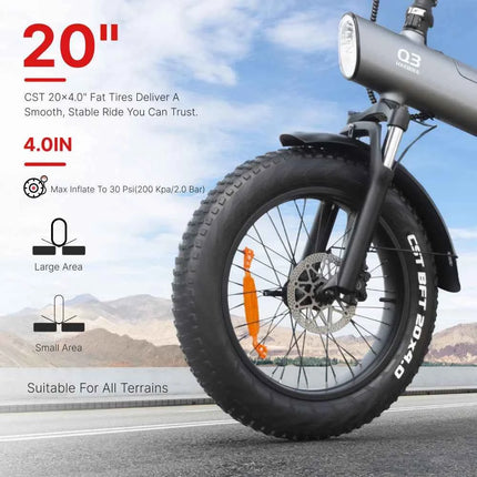 HX Q3 2000W Adult Electric Bike 48V 20AH E Bike 115N.m 20 Inch fat tire Electric Bicycle Removable Battery Foldable Ebike