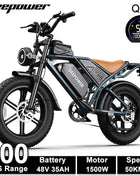 DEEPOWER 1500W Adult Electric Bike 48V 60AH Dual Battery Electric Bicycle 20-inch Fat Tire Outdoor Off-Road All-Terrain Ebike