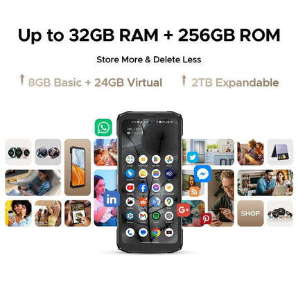 DOOGEE Blade20 Turbo 5G Rugged Phone Gemini Al 6.6'' Screen 10300mAh Battery 8GB 256GB 50MP Camera Android 15 NFC Mobile Phone