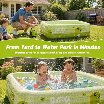 Set Piscina Gonfiabile Rettangolare in PVC Rinforzato con Pompa, Anelli da Nuoto e Galleggiante per Giardino Estivo