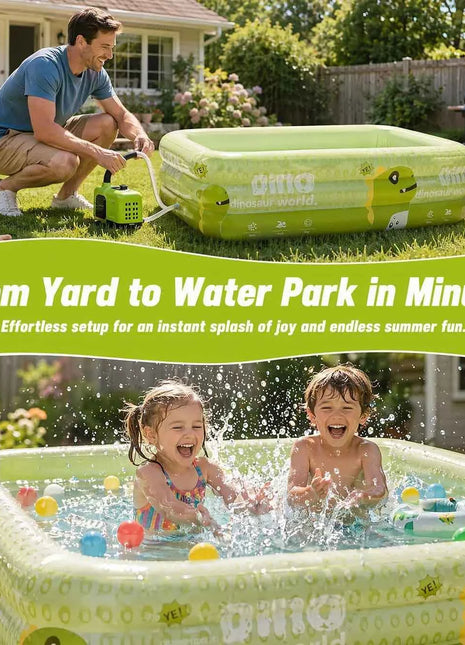 Set Piscina Gonfiabile Rettangolare in PVC Rinforzato con Pompa, Anelli da Nuoto e Galleggiante per Giardino Estivo