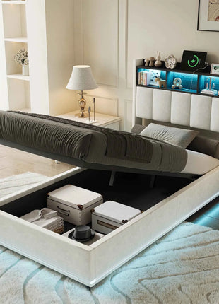 MINGZHE double bed 90/140/160x200 cm/140x190cm with LED USB, metal structure, velvet, mattress not included