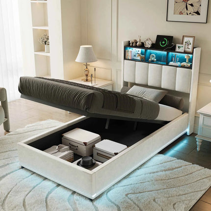 MINGZHE double bed 90/140/160x200 cm/140x190cm with LED USB, metal structure, velvet, mattress not included