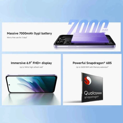 Xiaomi Redmi 15 Smartphone 4G, Display FHD + 6.9 ", Snapdragon 685 Octa-Core Processor, 8GB RAM, 256GB Internal Memory, Dual AI 50MP Camera, Maxi Battery 7000mAh, charging 33W, IP64, Titanium Grey