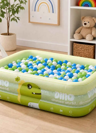 Reinforced PVC Rectangular Inflatable Pool Set with Pump, Swim Rings, and Float for Summer Garden