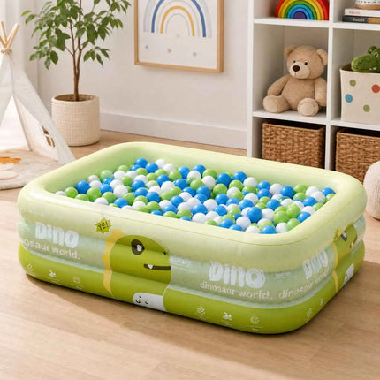 Set Piscina Gonfiabile Rettangolare in PVC Rinforzato con Pompa, Anelli da Nuoto e Galleggiante per Giardino Estivo