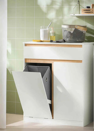 SoBuy BZR79 Bathroom Cabinet with laundry basket and Drawer, with door and tilting system 71x33x85cm