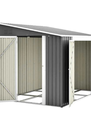 Casetta da Giardino Metallo 6x8 FT - Doppia Porta, Serratura e Pavimento Incluso