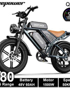 DEEPOWER 1500W Adult Electric Bike 48V 60AH Dual Battery Electric Bicycle 20-inch Fat Tire Outdoor Off-Road All-Terrain Ebike