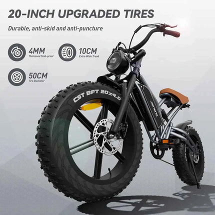 JANSNO X50 Adults Electric Bike 750/250W 48V17AH Removable battery Fat Tire 20" Off Road Mountain Ebike 25MPH Electric Bicycle