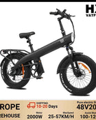 HX Q3 2000W Adult Electric Bike 48V 20AH E Bike 115N.m 20 Inch fat tire Electric Bicycle Removable Battery Foldable Ebike