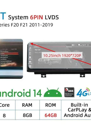 Wireless Carplay Android 14 For BMW F20 F30 F21 F22 F31 F32 F33 F34 F36 NBT EVO Multimedia Player Auto Radio Screen GPS