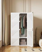 Armadio pieghevole con 6 ante, 8 ripiani e 1 asta appendiabiti, montaggio rapido, adatto per uso in affitto (bianco, 50 x 69 x 136 cm)