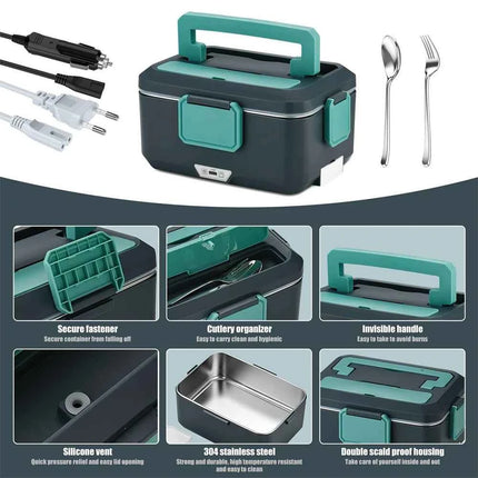 2.5L 90W Electric Heating Lunch Box 12/24/220V Stainless Steel Liner Portable Food Heater Bento Box Food Container for Car Home