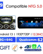 Android 14 Wireless CarPlay For Mercedes Benz C Class W205 Screen Android Auto Multimedia Navigation GPS SWC DSP 4G WiFi