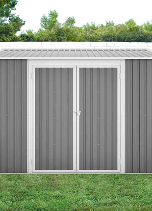 Casetta da Giardino Metallo 6x8 FT - Doppia Porta, Serratura e Pavimento Incluso