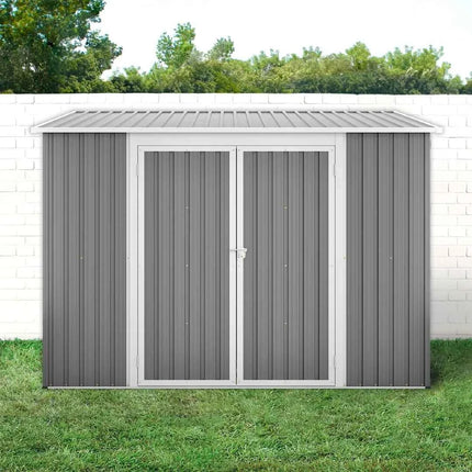 Casetta da Giardino Metallo 6x8 FT - Doppia Porta, Serratura e Pavimento Incluso