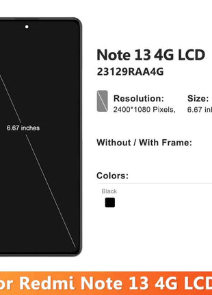 Per Xiaomi Redmi Nota 13 4G Display LCD Touch Digitizer Assembly con Telaio 23129RAA4G 23124RA7EO Sostituzione Dello Schermo Compatibile