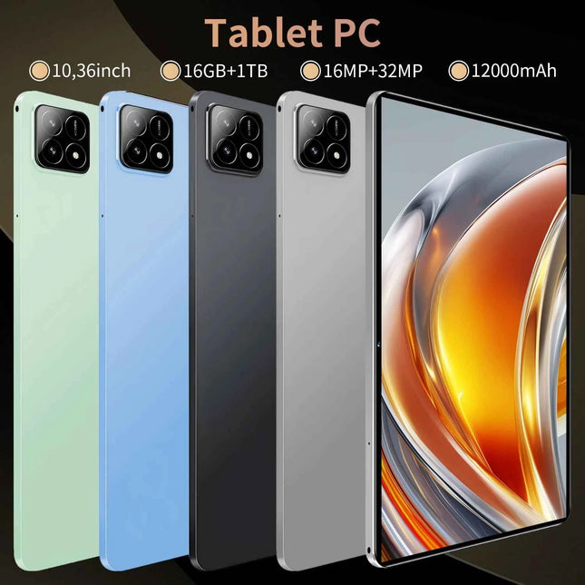 Tablet Android 13.0 con 16GB di RAM, 1TB di ROM, Schermo Originale da 10.36 Pollici, Fotocamere da 16MP e 32MP, Processore 10 Core, Batteria da 12000mAh, 4G/5G e Wi-Fi