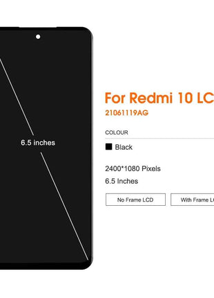 Sostituzione del gruppo digitalizzatore touch screen display LCD da 6,5 '' per Xiaomi Redmi 10 2022 21061119AG con cornice