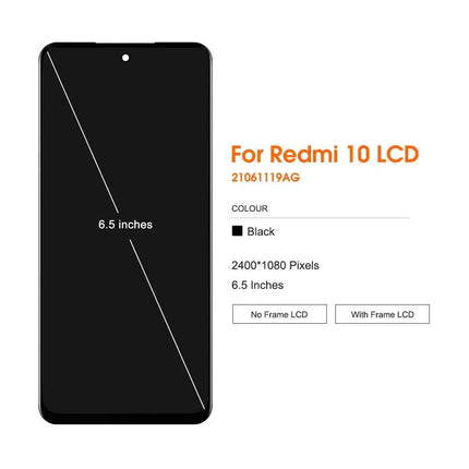 Sostituzione del gruppo digitalizzatore touch screen display LCD da 6,5 '' per Xiaomi Redmi 10 2022 21061119AG con cornice
