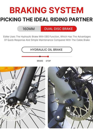 HX Q3 2000W Adult Electric Bike 48V 20AH E Bike 115N.m 20 Inch fat tire Electric Bicycle Removable Battery Foldable Ebike