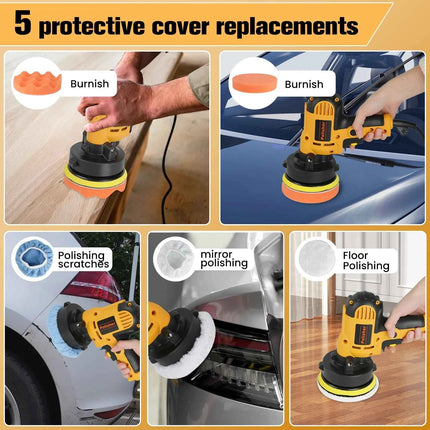 Electric Car Polisher Car Beauty Waxing Machine 125mm Adjustable Speed Sanding Waxing Tools Automotive Polishing Scratch Repair