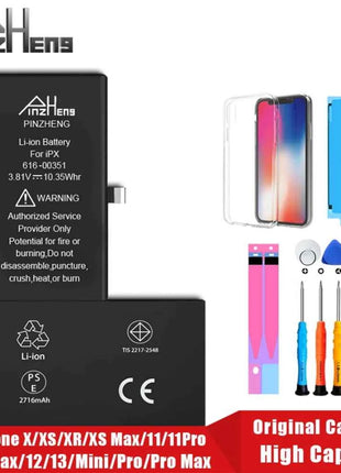 PINZHENG Real High Capacity Battery For iPhone X XR XS Max 12 13 Mini Pro Max 11 Pro Max Replacement Bateria Warranty One Year