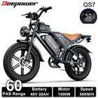DEEPOWER 1500W Adult Electric Bike 48V 60AH Dual Battery Electric Bicycle 20-inch Fat Tire Outdoor Off-Road All-Terrain Ebike