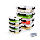 1520/640ml Glass Food Storage Containers, Set of Airtight Containers with Steam Release Valves, BPA-Free, Kitchen Storage Boxes