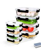 1520/640ml Glass Food Storage Containers, Set of Airtight Containers with Steam Release Valves, BPA-Free, Kitchen Storage Boxes