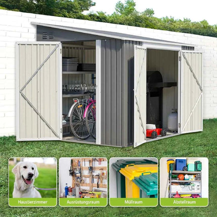 Casetta da Giardino Metallo 6x8 FT - Doppia Porta, Serratura e Pavimento Incluso