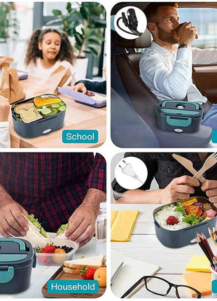 1.5L 60W Electric Lunch Box Food Warmer Portable Food Heater for Car Or Home Leak Proof Lunch Heating Microwave for Truckers
