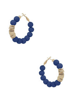 Clay Ball With Metal Accent Hoop Earring