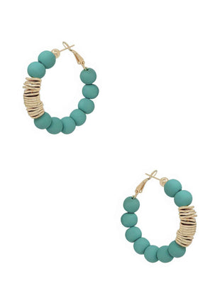 Clay Ball With Metal Accent Hoop Earring