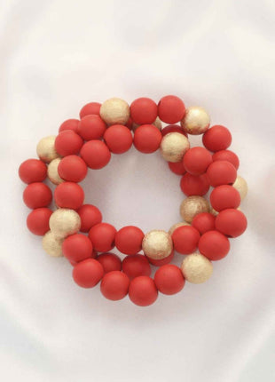 Metal Wood Bead Bracelet