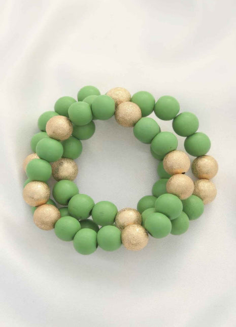 Metal Wood Bead Bracelet