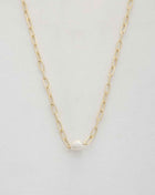 Pearl Bead Oval Link Necklace