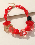 Chunky Beaded Oval Link Necklace