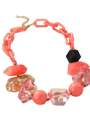 Chunky Beaded Oval Link Necklace