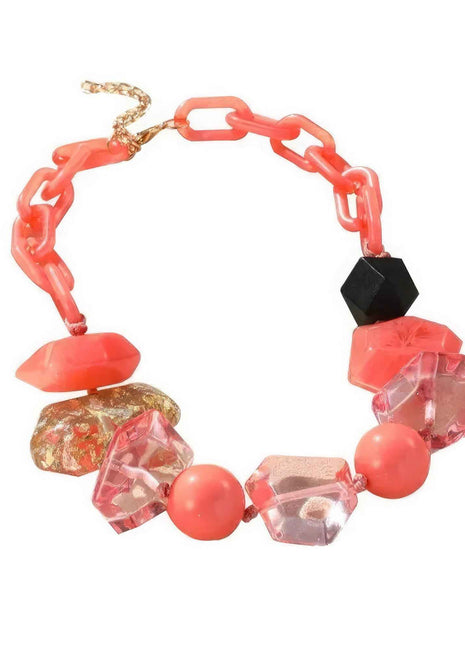 Chunky Beaded Oval Link Necklace