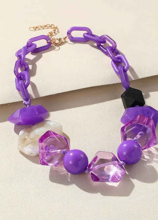 Chunky Beaded Oval Link Necklace
