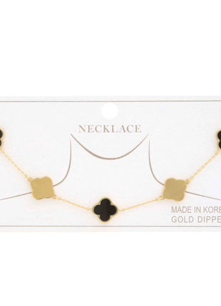 Clover Charm Station Gold Dipped Necklace