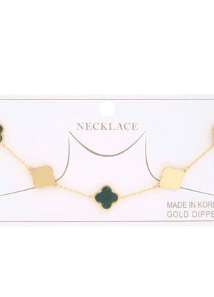 Clover Charm Station Gold Dipped Necklace
