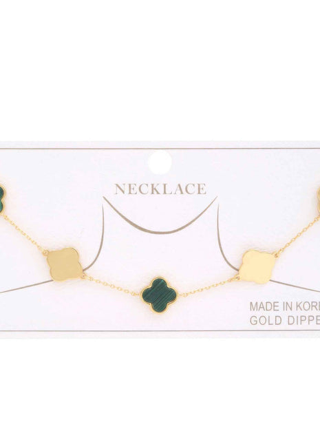 Clover Charm Station Gold Dipped Necklace