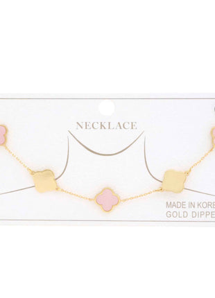 Clover Charm Station Gold Dipped Necklace